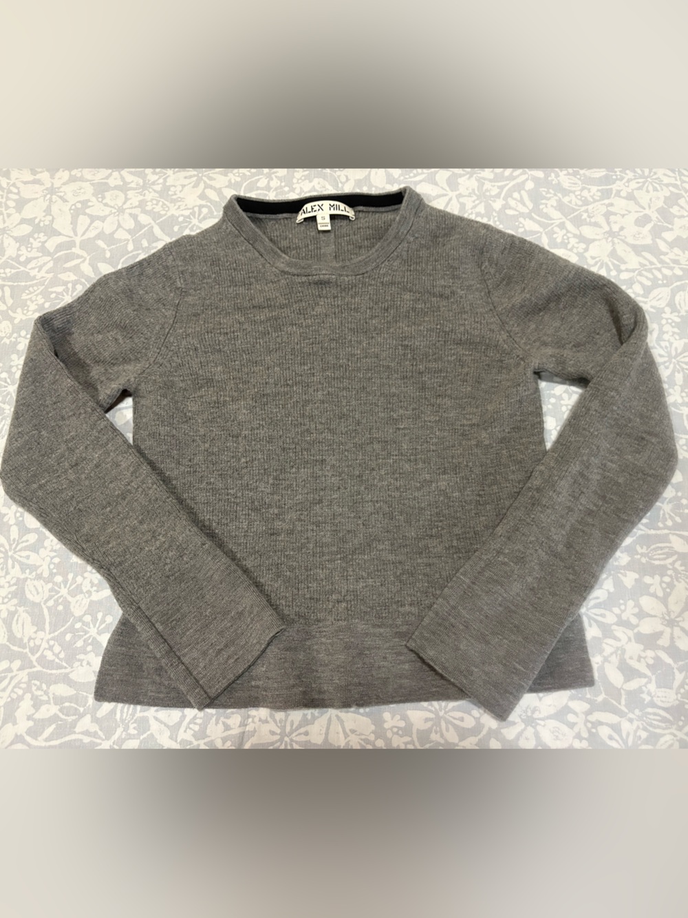 Alex Mill Kids Gray Crewneck 100% Wool Sweater, Size S